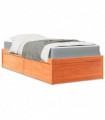 vidaXL Bed with Mattress Wax Brown 90x190 cm Single Solid Wood Pine