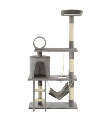 vidaXL Cat Tree with Sisal Scratching Posts 140 cm Grey