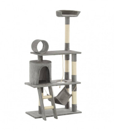 vidaXL Cat Tree with Sisal Scratching Posts 140 cm Grey