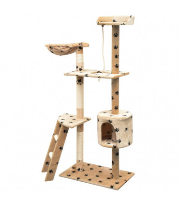 vidaXL Cat Tree with Sisal Scratching Posts 150 cm Paw Prints Beige