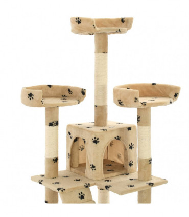 vidaXL Cat Tree with Sisal Scratching Posts 170 cm Paw Prints Beige