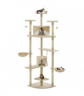 vidaXL Cat Tree with Sisal Scratching Posts 203 cm Beige and White