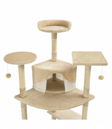 vidaXL Cat Tree with Sisal Scratching Posts 203 cm Beige and White