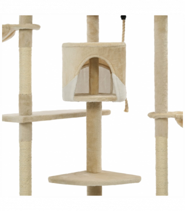 vidaXL Cat Tree with Sisal Scratching Posts 203 cm Beige and White