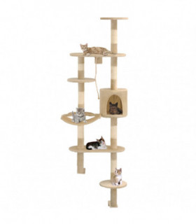vidaXL Cat Tree with Sisal Scratching Posts Wall Mounted 194 cm Beige