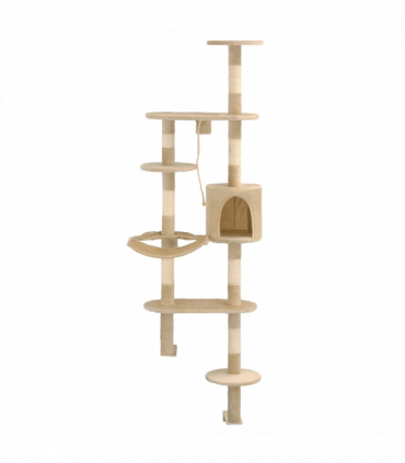 vidaXL Cat Tree with Sisal Scratching Posts Wall Mounted 194 cm Beige