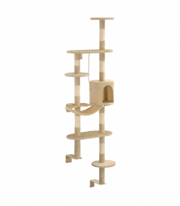 vidaXL Cat Tree with Sisal Scratching Posts Wall Mounted 194 cm Beige