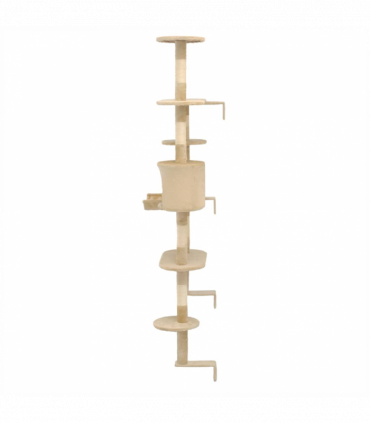 vidaXL Cat Tree with Sisal Scratching Posts Wall Mounted 194 cm Beige