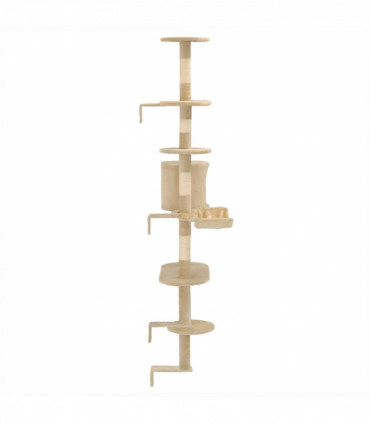 vidaXL Cat Tree with Sisal Scratching Posts Wall Mounted 194 cm Beige