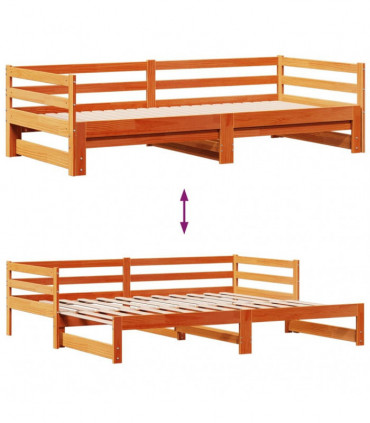 vidaXL Daybed with Trundle&Drawers without Mattress Wax Brown 90x190 cm Single