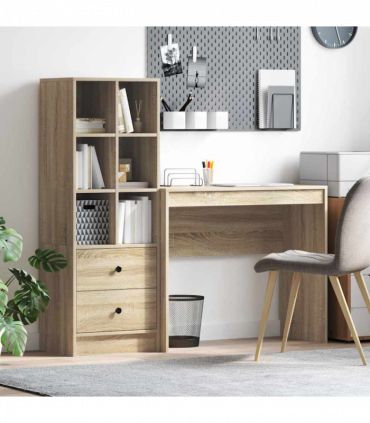 vidaXL Desk with Storage with Drawer 2 pcs Sonoma Oak 90 x 40 x 76 cm