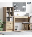 vidaXL Desk with Storage with Drawer 2 pcs Sonoma Oak 90 x 40 x 76 cm