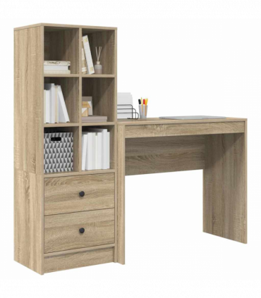 vidaXL Desk with Storage with Drawer 2 pcs Sonoma Oak 90 x 40 x 76 cm