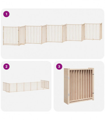 vidaXL Dog Gate with Door Foldable 10 Panels 800 cm Poplar Wood