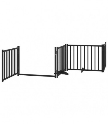 vidaXL Dog Gate with Door Foldable 10 Panels Black 800 cm Poplar Wood
