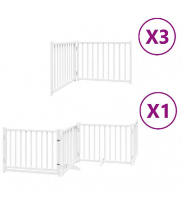 vidaXL Dog Gate with Door Foldable 10 Panels White 800 cm Poplar Wood