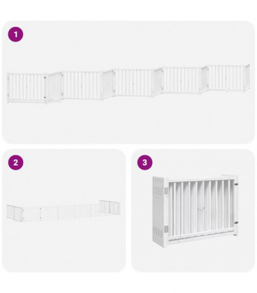vidaXL Dog Gate with Door Foldable 10 Panels White 800 cm Poplar Wood