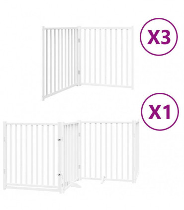 vidaXL Dog Gate with Door Foldable 10 Panels White 800 cm Poplar Wood