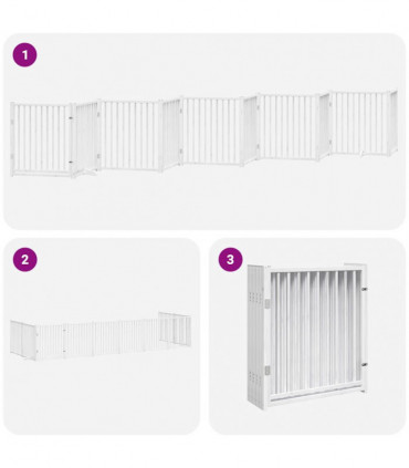 vidaXL Dog Gate with Door Foldable 10 Panels White 800 cm Poplar Wood