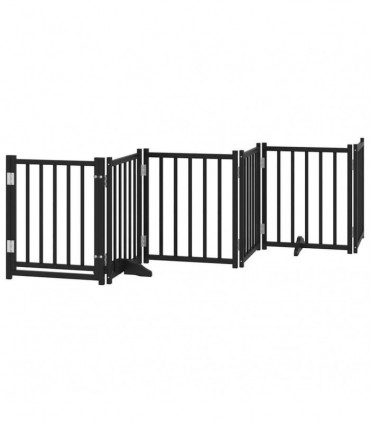 vidaXL Dog Gate with Door Foldable 12 Panels Black 600 cm Poplar Wood