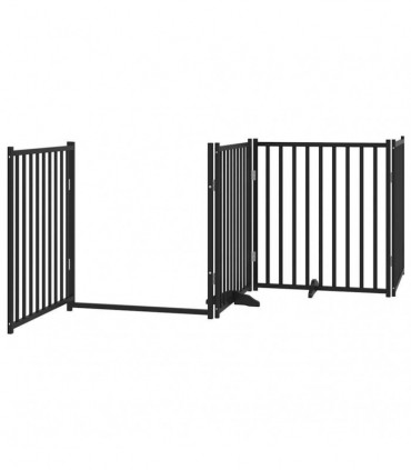 vidaXL Dog Gate with Door Foldable 12 Panels Black 960 cm Poplar Wood