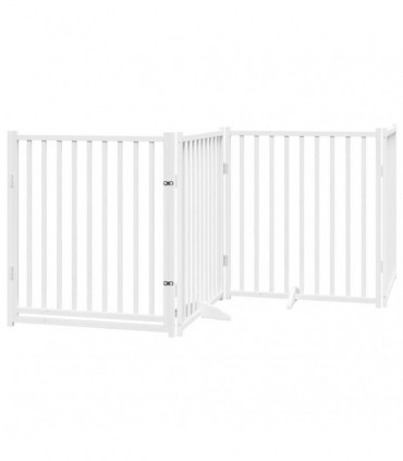 vidaXL Dog Gate with Door Foldable 12 Panels White 960 cm Poplar Wood