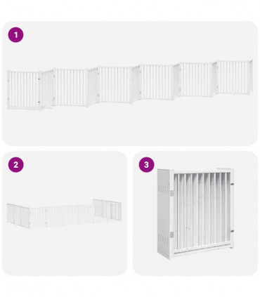 vidaXL Dog Gate with Door Foldable 12 Panels White 960 cm Poplar Wood