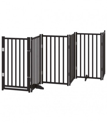 vidaXL Dog Gate with Door Foldable 15 Panels Black 750 cm Poplar Wood