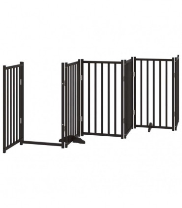 vidaXL Dog Gate with Door Foldable 15 Panels Black 750 cm Poplar Wood