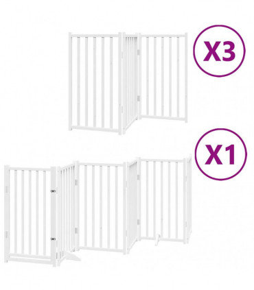 vidaXL Dog Gate with Door Foldable 15 Panels White 750 cm Poplar Wood