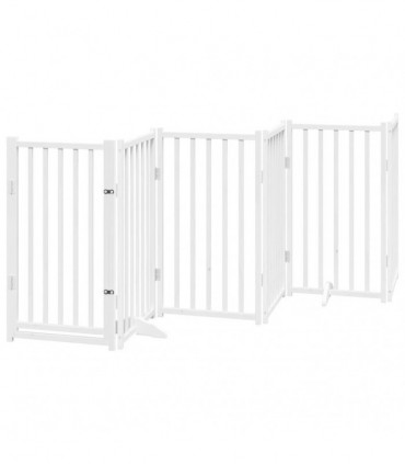 vidaXL Dog Gate with Door Foldable 15 Panels White 750 cm Poplar Wood