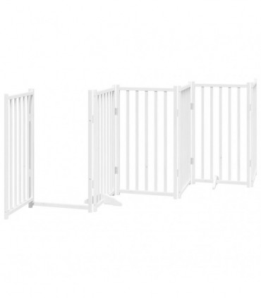 vidaXL Dog Gate with Door Foldable 15 Panels White 750 cm Poplar Wood