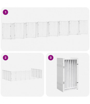 vidaXL Dog Gate with Door Foldable 15 Panels White 750 cm Poplar Wood