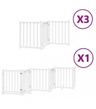 vidaXL Dog Gate with Door Foldable 15 Panels White 750 cm Poplar Wood