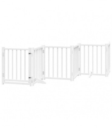 vidaXL Dog Gate with Door Foldable 15 Panels White 750 cm Poplar Wood