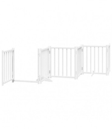 vidaXL Dog Gate with Door Foldable 15 Panels White 750 cm Poplar Wood