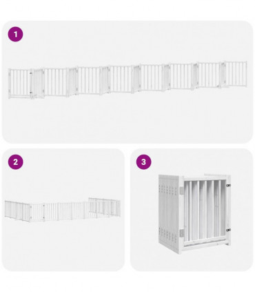 vidaXL Dog Gate with Door Foldable 15 Panels White 750 cm Poplar Wood
