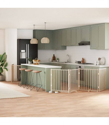 vidaXL Dog Gate with Door Foldable 6 Panels 480 cm Poplar Wood