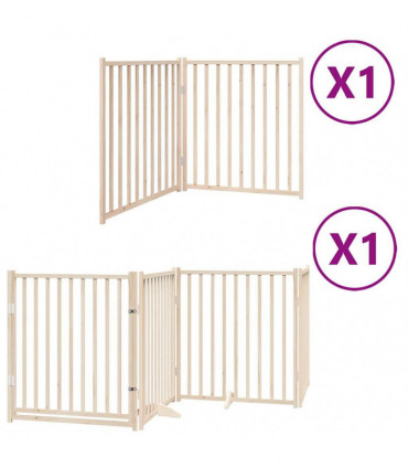vidaXL Dog Gate with Door Foldable 6 Panels 480 cm Poplar Wood