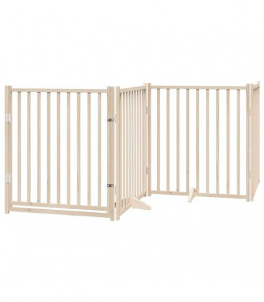vidaXL Dog Gate with Door Foldable 6 Panels 480 cm Poplar Wood