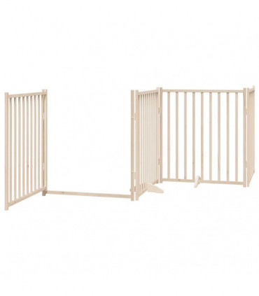 vidaXL Dog Gate with Door Foldable 6 Panels 480 cm Poplar Wood