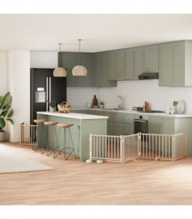 vidaXL Dog Gate with Door Foldable 6 Panels 480 cm Poplar Wood