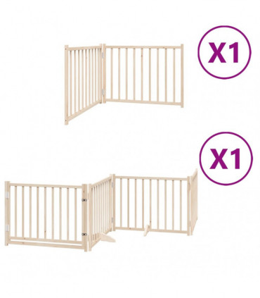 vidaXL Dog Gate with Door Foldable 6 Panels 480 cm Poplar Wood