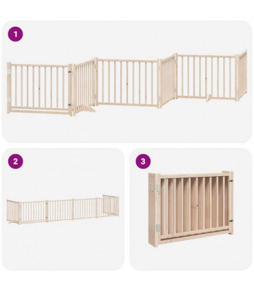 vidaXL Dog Gate with Door Foldable 6 Panels 480 cm Poplar Wood