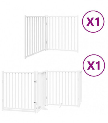 vidaXL Dog Gate with Door Foldable 6 Panels White 480 cm Poplar Wood