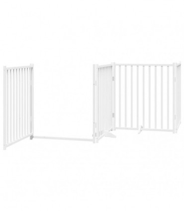 vidaXL Dog Gate with Door Foldable 6 Panels White 480 cm Poplar Wood
