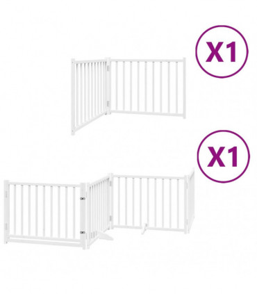 vidaXL Dog Gate with Door Foldable 6 Panels White 480 cm Poplar Wood