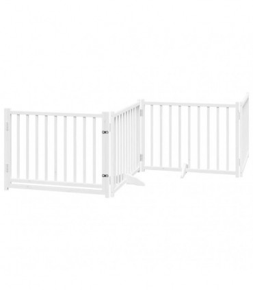 vidaXL Dog Gate with Door Foldable 6 Panels White 480 cm Poplar Wood