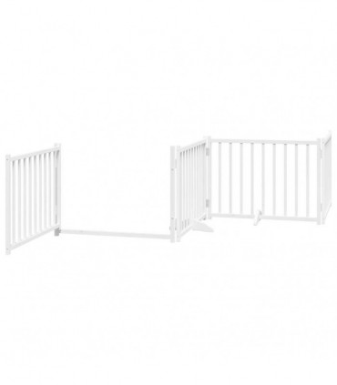 vidaXL Dog Gate with Door Foldable 6 Panels White 480 cm Poplar Wood
