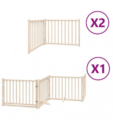 vidaXL Dog Gate with Door Foldable 8 Panels 640 cm Poplar Wood